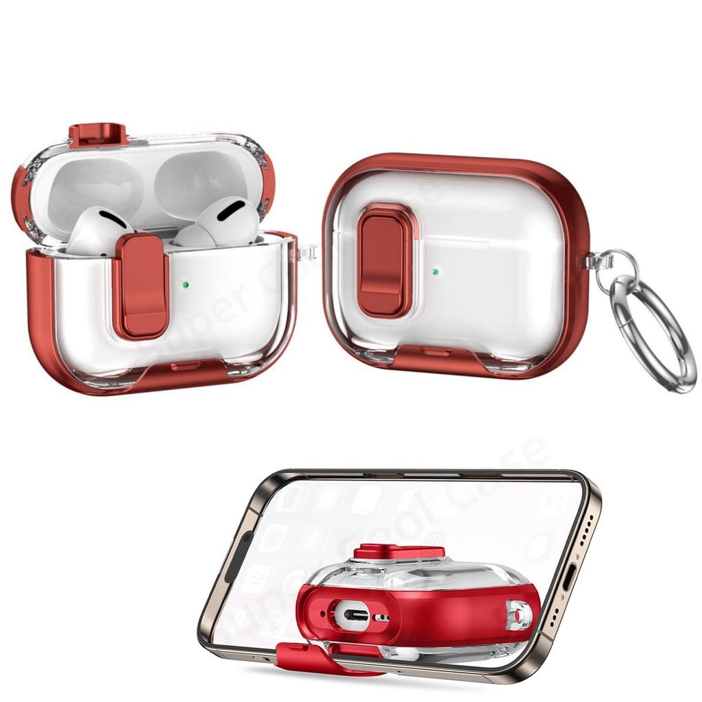 For AirPods Pro 3 Earphone Cases Safety Lock & Phone Stand Design for AirPods Pro 3 Full Drop Protective Cover for AirPods Pro 3