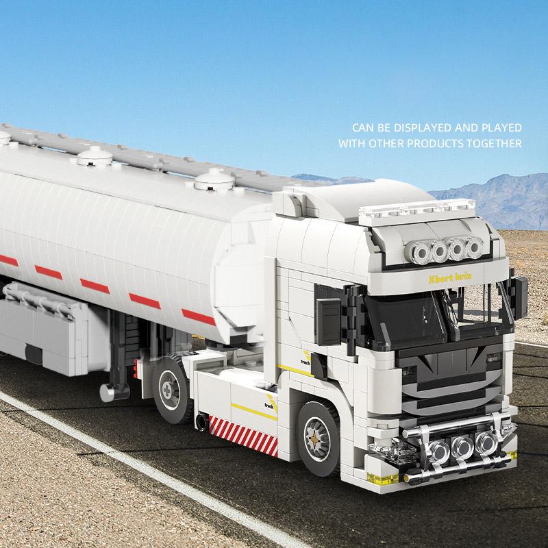 Techniczny MOC Europejska Ciężarówka Naczepa Zbiornik Paliwa Zestaw Klocków Budowlanych DIY Miejski Model Ciężarówki Inżynieryjnej Zestawy Zabawek Dla Dzieci Prezenty