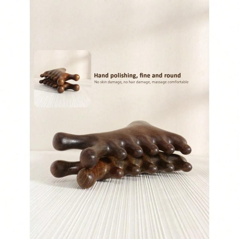 Natural Sandalwood Wide-Tooth Comb, Multi-Functional Head & Face Massager, Gua Sha Lifting Tool, Anti-Static