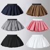 Summer Teen Girls Puff Skirt Retro Checkered High Waist A Line Mini Skirt for Kids Cute Bubble School Children Short Skirt