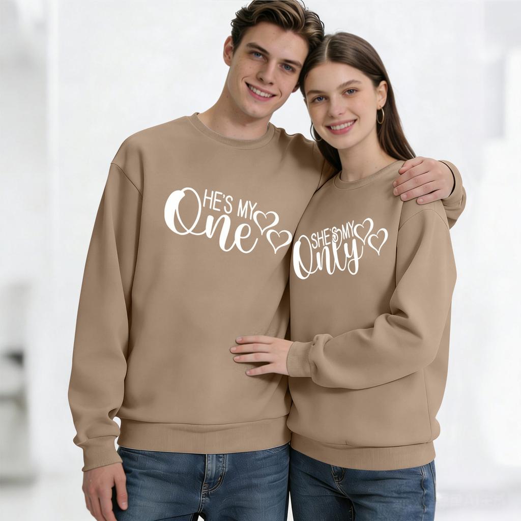 Men's Round Neck Long Sleeve Top, Unisex, Couple Casual Sports Top Set