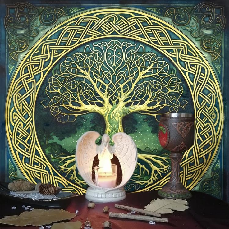 Tree Pattern Astrology Tablecloth Altars Cloth Square Divinations Card Table Cloth Witchcrafts Deck Cloth Enduring