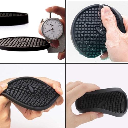 Set of 6 Silicone Coasters (with Holders) - Non-Slip, Absorbent, Insulating Cup Mats, Easy-to-Wash Tea Trays, Stylish (Round, Black)