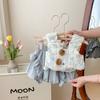 Cute Sweetheart Blue Floral Sleeveless Top And Short Pants Baby Girl Set