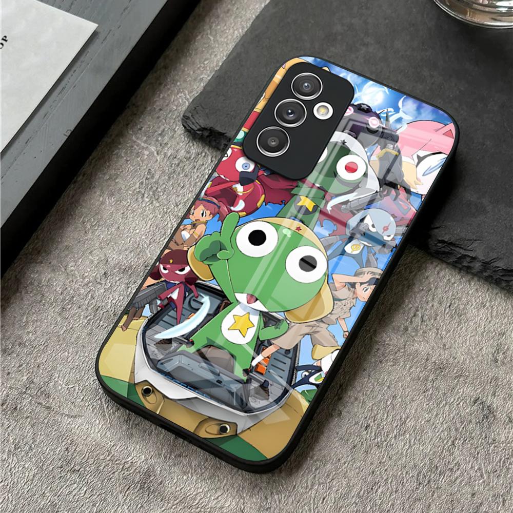 Keroro Frog Cool Gunsou Phone Case For S24 Ultra Samsung S23 S22 S20 Fe S21 Plus Galaxy A54 A34 A24 A53 A16 Glass Cover