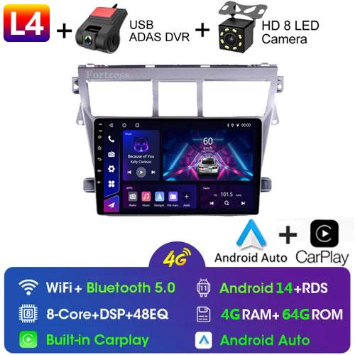 Android Auto Wireless CarPlay For Toyota Vios Yaris 2007 - 2012 Car Radio 2 Din BT Navigation GPS Multimedia Player Stereo
