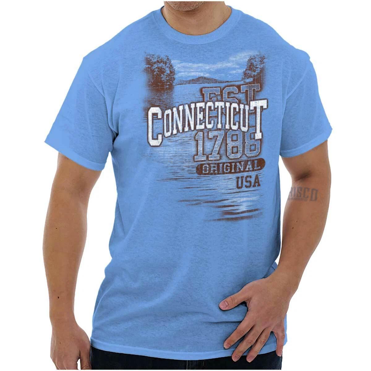 Connecticut Constitution State Camping CT Adult Short Sleeve Crewneck Tee L