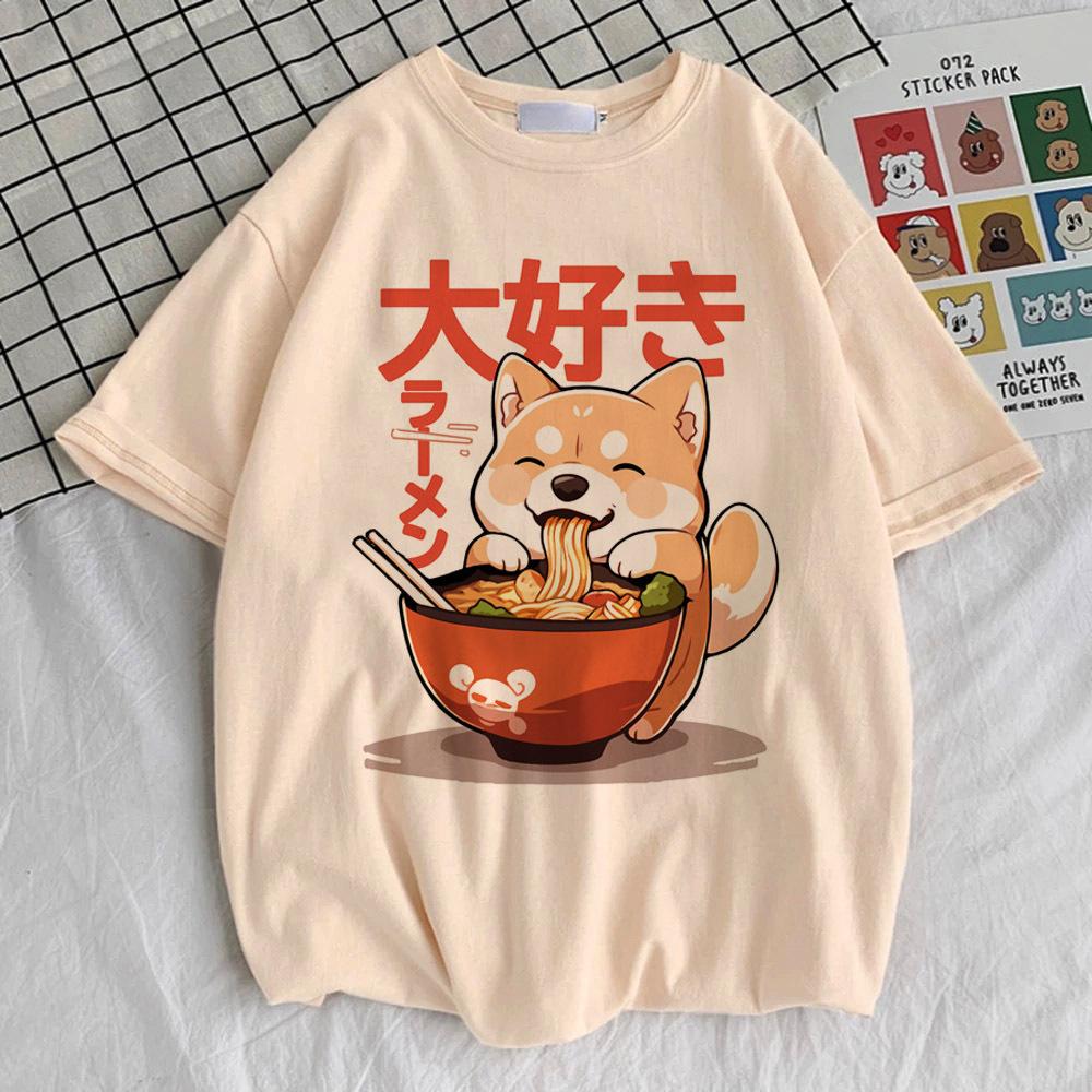 Shiba Inu Tshirt Teen Graphic Pop Culture Grunge Digital University Shirt Trendy Vintage Anime Breathable Hip Hop 2000s