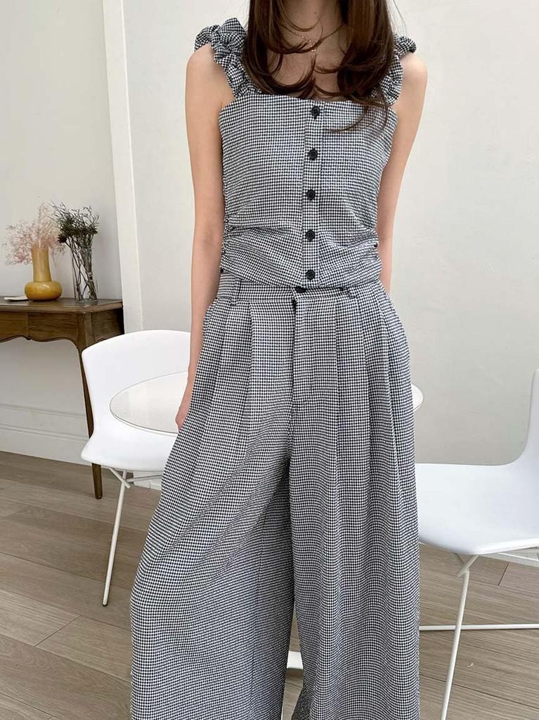 Snidel Design Bluse mit Puffärmeln SWFB252096 Karomuster für Damen
