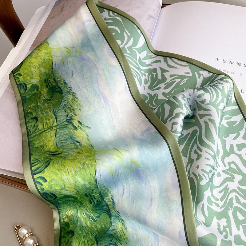 Fresh Green New Style Thin Strips Versatile and Fashionable French Headband with Shirt Sharp Corner Scarf