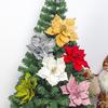 Xmas Poinsettia Flower Glitter Artificial Flower Tree Ornament for Holiday Decoration A Style Red Stamens