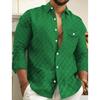 Men's Checkered Chest Pocket Lapel Long Sleeved Shirt