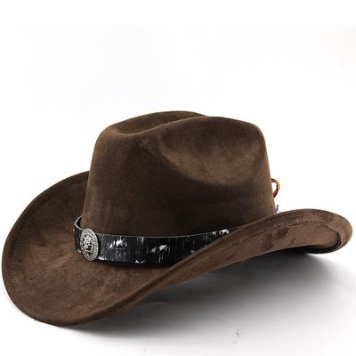 Retro riem westerse cowboyhoed mannen en vrouwen, Tibetaanse suède jazzhoed, veelverkochte hoge hoed