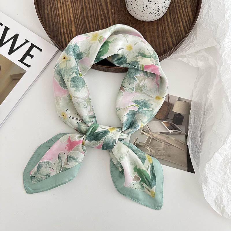 Silk Scarf Neck 70 Square Scarf New Printing Small Fresh Versatile Streamer Neck Protector Scarf Shawl