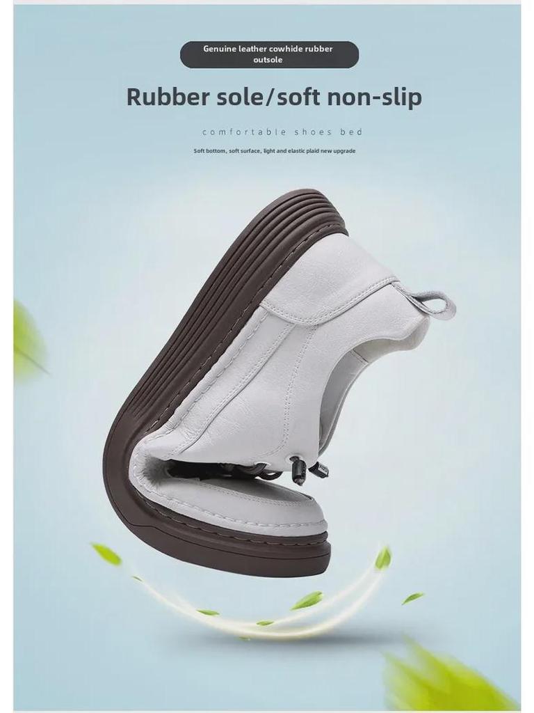 Men's Genuine Leather Versatile Sneakers - Breathable Casual Sports Shoes In Trendy White for Spring 2024