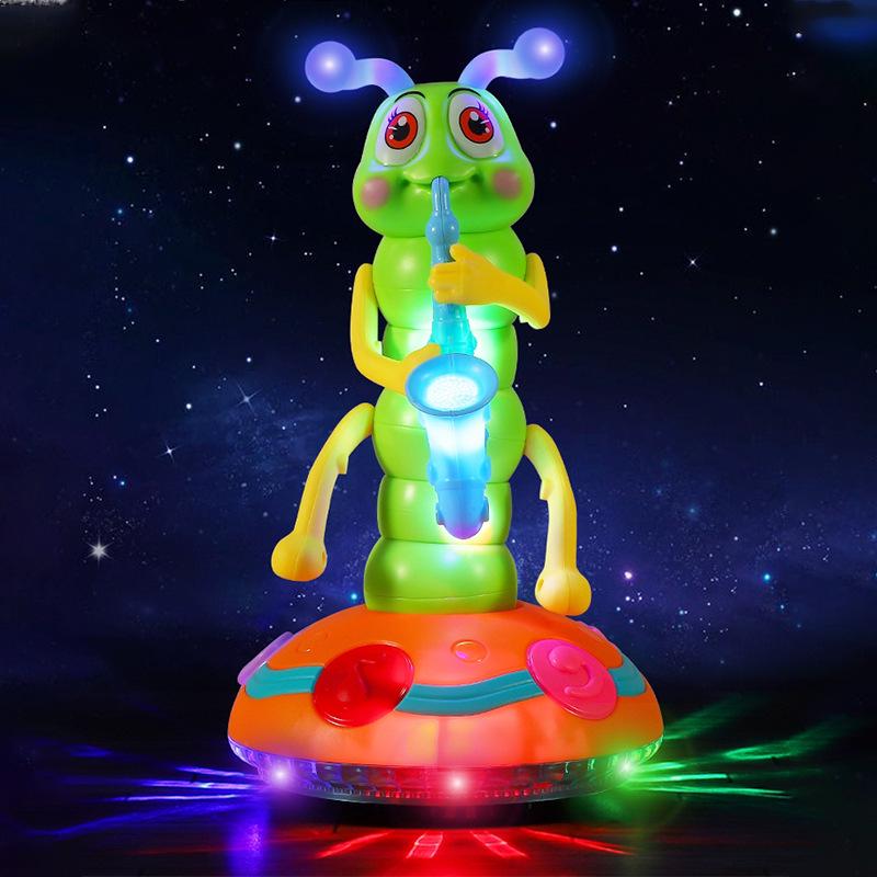 Electric Singing & Dancing Caterpillar with Saxophone - Educational Baby Toy with Lights