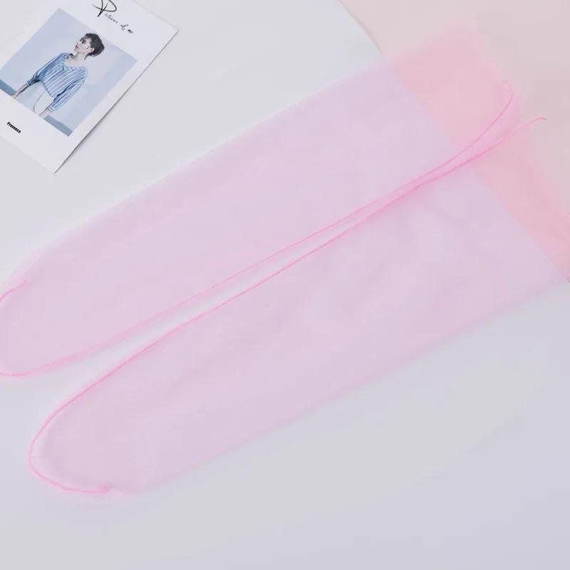 Summer Thin Mesh Socks Women Ultra-Thin Transparent Nylon Loose Long Socks Casual Solid Color Breathable Middle Tube Socks Sox