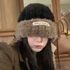 Autumn and Winter All Match Knitted Headband  Small Face  Warm Ear Protection Furry Cold Hat Large Head Circumference