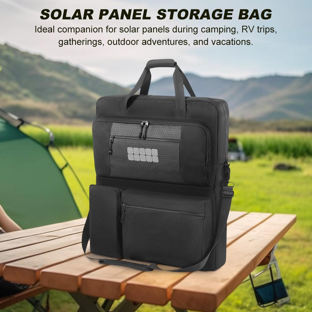 Solar Panel Storage Bags with Shoulder Straps Padded Travel Solar Panel Organizer Multi-Pocket Portable Protection Shoulder Bag