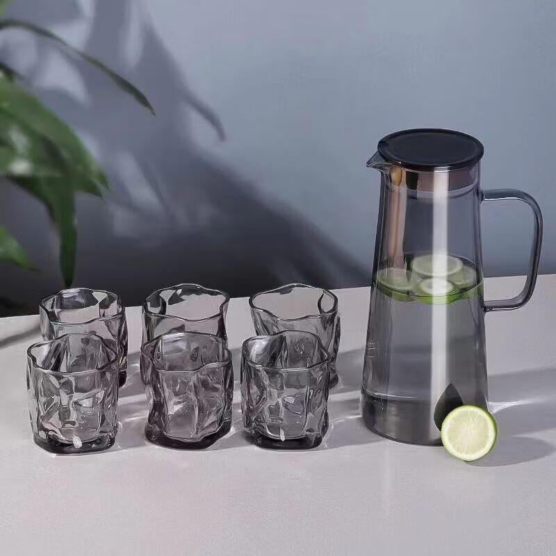 SW Light Luxury Borosilicate Glass Drinkware Set Pitcher with 6 Cups