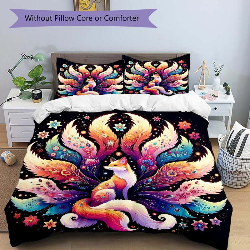 

3pcs Colorful Nine Bedding Set - Includes Quilt Cover and Pillowcases, Suitable for All Seasons, Machine Washable - Ideal Gift for Family an 135cm*200cm