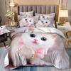 Cute Kitten Bed Cover Full Set For Girls, Single Bedding Set, Microfiber Quilt Cover With Pillowcases, Cute Little Kitten, 135x2