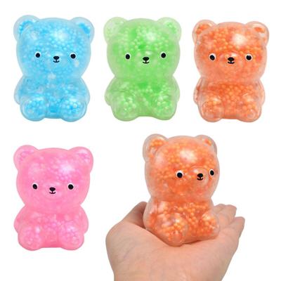 Glitter Bear Squeeze Toy Stress Relief Foam Bead Filled Bear Sensory Toy Anxiety Relieving Stress Ball Decompression Animal Toy