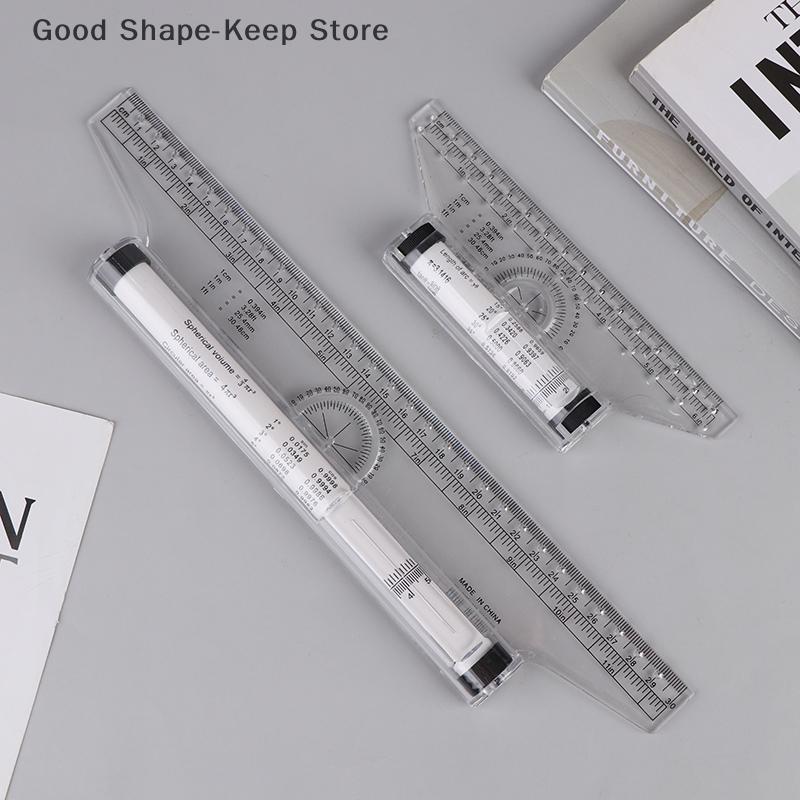 Multi-Function Angles Line Ruler 15cm/30cm Clear Metric Rolling Ruler for Drawing Parallel Lines