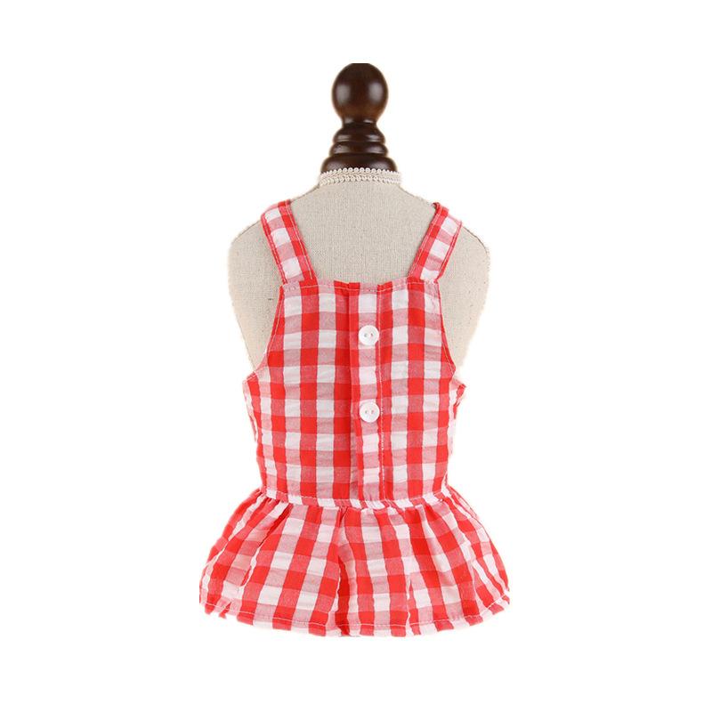 Suspender Large Checked Skirt Pet Cat Dog Spring Summer Thin French Dou Corgi Teddy Pomeranian Bear Clothing Spring