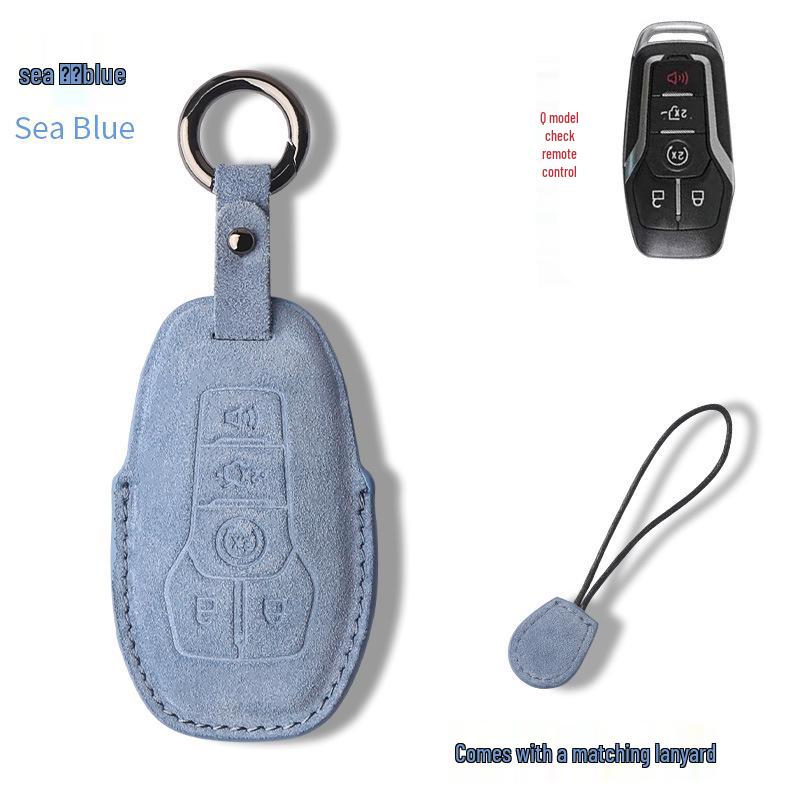 Genuine Leather Key Case for 2017-18 Ford Explorer/Mustang with Suede Buckle