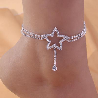 Cz Silver Gold Color Five -Pointed Star Chain For Women Anklet Pendant Anklet Retro Beach Leg Jewelry Gift