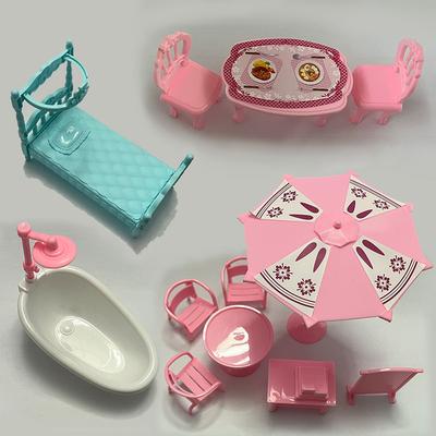 Simulation Small Furniture Children Play House Toys Miniature Bathroom Outdoor Dining Room Bedroom Scene Mini Furniture