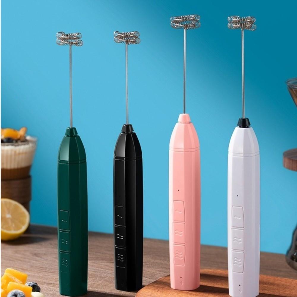 3 Gear Speed Electric Milk Frother USB Rechargeable Egg Beater Kitchen Gadget Foam Mixer  Cream
