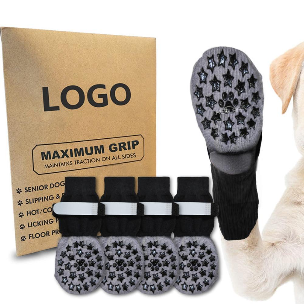 4pcs Anti-Slip Dog Socks Anti-Scratch Silent Paw Protection Socks Highly Elastic Anti-licking Cat Socks for Floor Protection