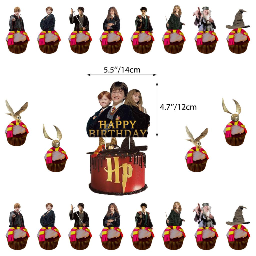Party Harry Potter Decorations Cake Toppers Spiral Pull Flags Aluminum Set Foil