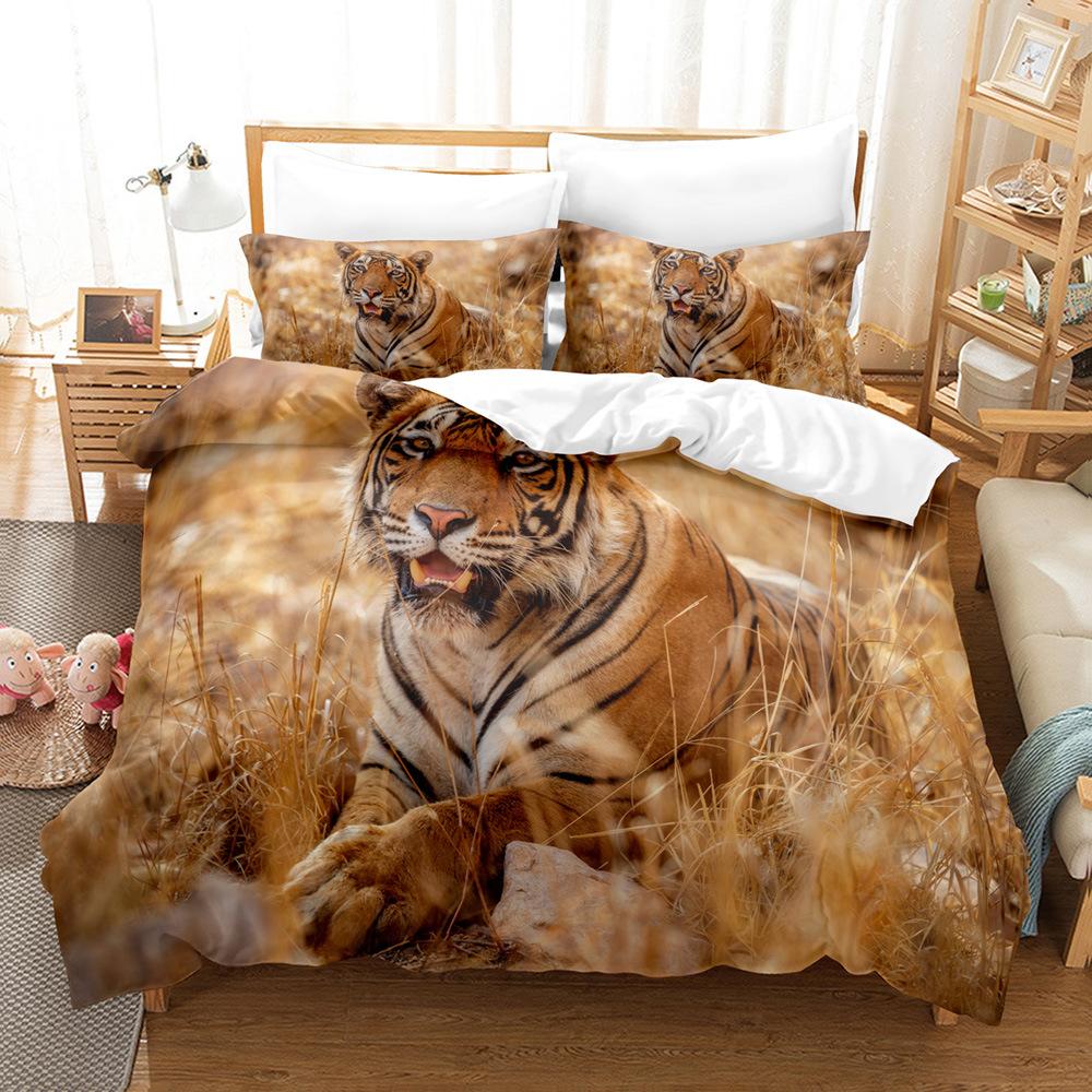 3D Digital Printing Three-Piece Set, Chinese Tiger Picture 3D Digital Printing Bedding Kit
