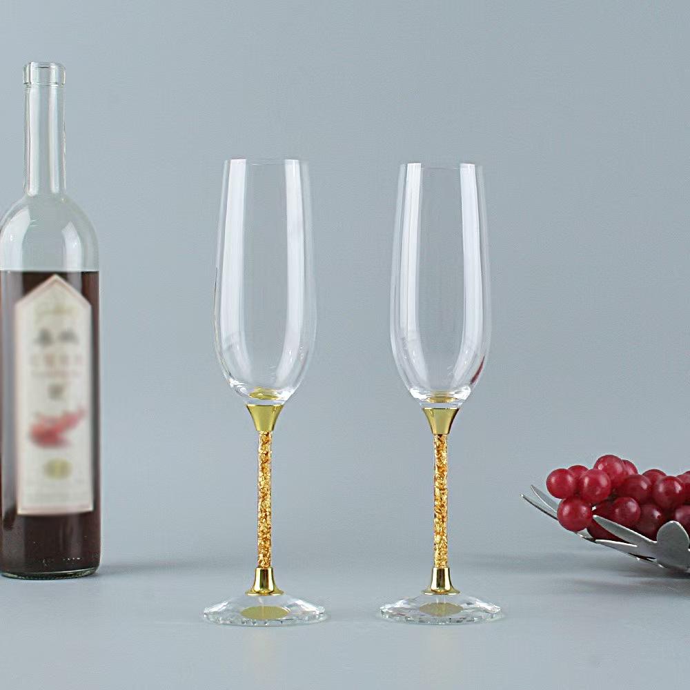 

2 шт./набор бокалов для шампанского Oh Trend Creative Crystal, украшение для центрального стола, свадебная подставка из золотой фольги для шампанского 250ml