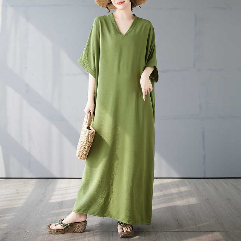 Summer Travel Retro Long Skirt Cotton Linen Dress