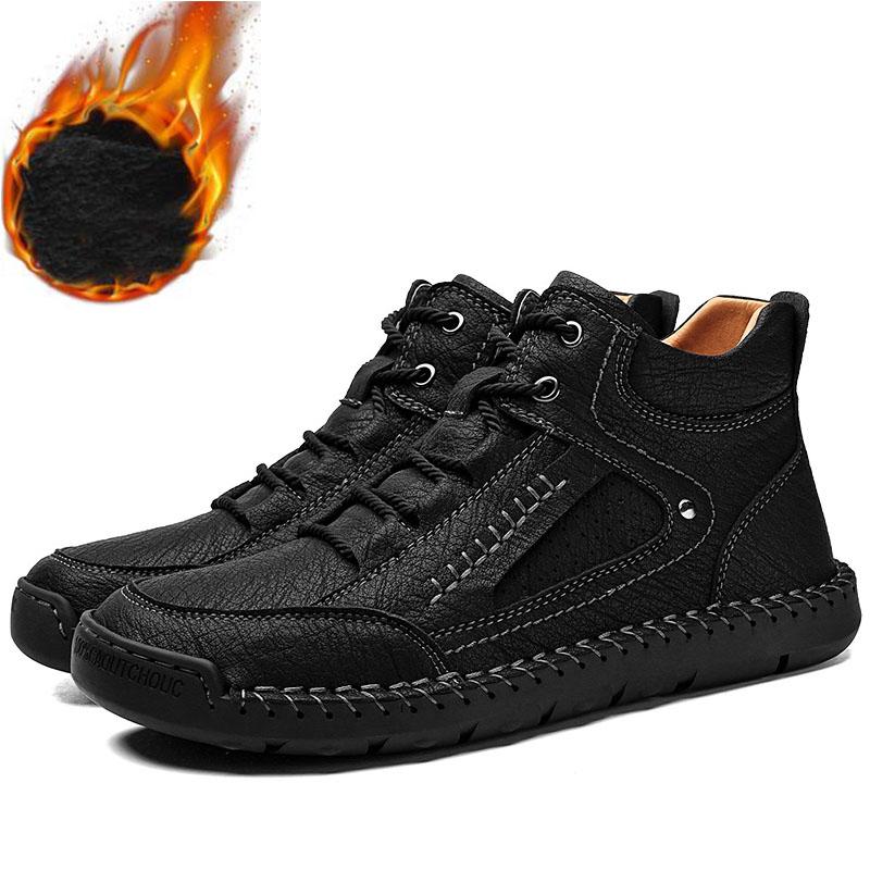 Men's Handmade Retro Leisure Shoes Large Size Casual Shoes Leather Rubber  Handmade Casual Shoes Winter Boots