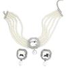 Moderne Kunst Geïnspireerd Meerlaags Imitatie Parels Ketting En Luxe Bijpassende Studs Oorbellen Accessoireset