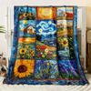 Coperta in Flanella Oversize Van Gogh Varie Misure Stampa 2D Notte Stellata Girasoli Tema Tessuto in Flanella Casa Viaggio Campeggio Accogliente