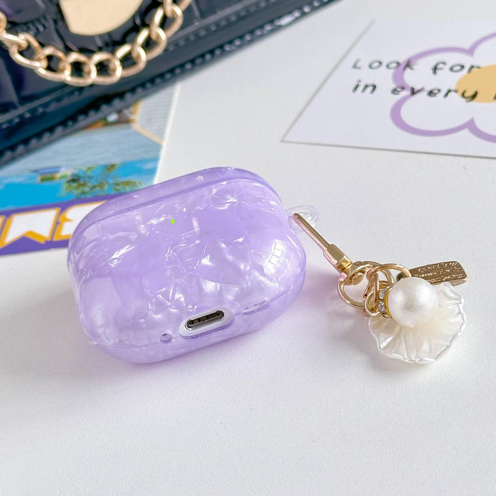Applicable apple bluetooth headset protective case tpu soft case new AirPods 1 shell pattern protective case pearl lanyard