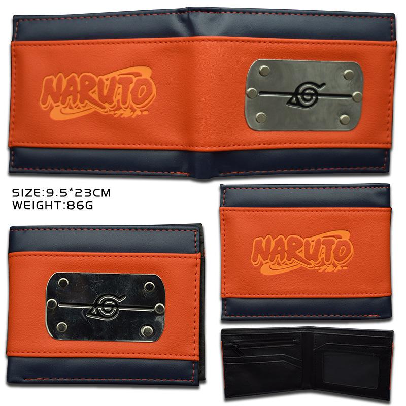 Naruto Leather Wallet Pain Akatsuki Red Cloud Metal Logo Coin Purse Card Holder ID Banknote Storage Cool Anime Gift for Fans