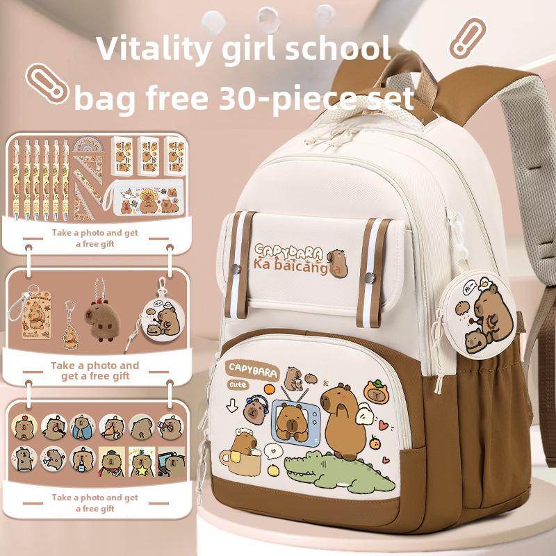 2024 Capybara Girls' Backpack: Stylish, Spacious & Perfect for Grades 1-6