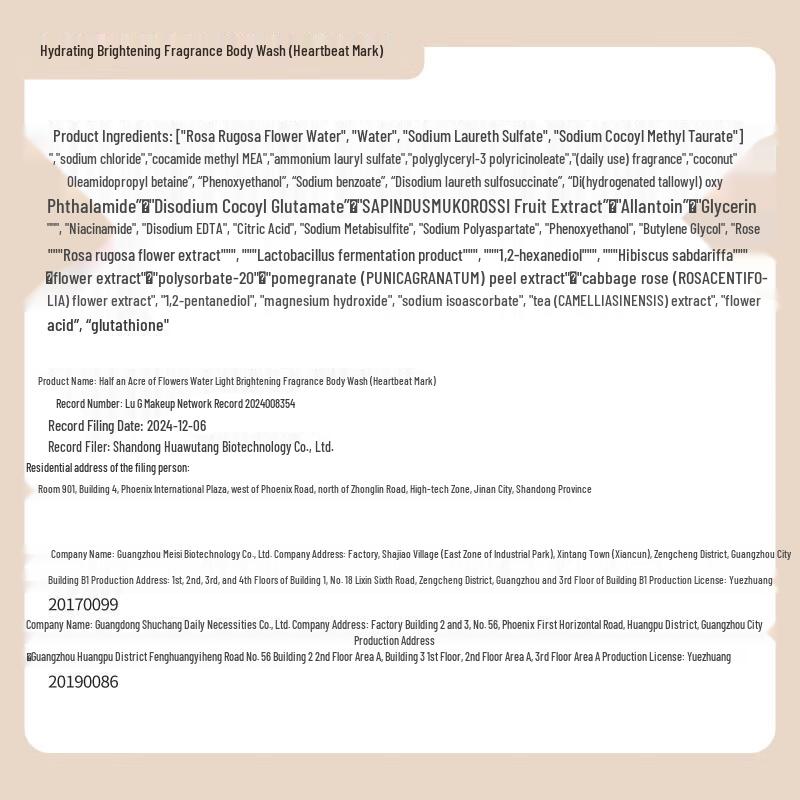 Ban Mu Hua Tian Whitening Body Lotion & Shower Gel Set