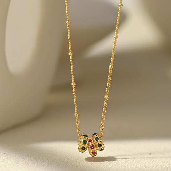 Vintage Gold-Plated Brass Zircon Lace Necklace for Women