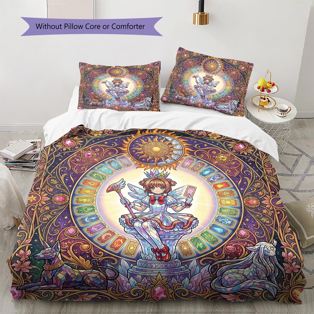 

Cardcaptor Sakura Pattern Bedding Quilt Set Quilt Cover Pillowcase Home Decoration Birthday Gift (1 * duvet cover + 2 * pillowcase, without core) 135x200cm