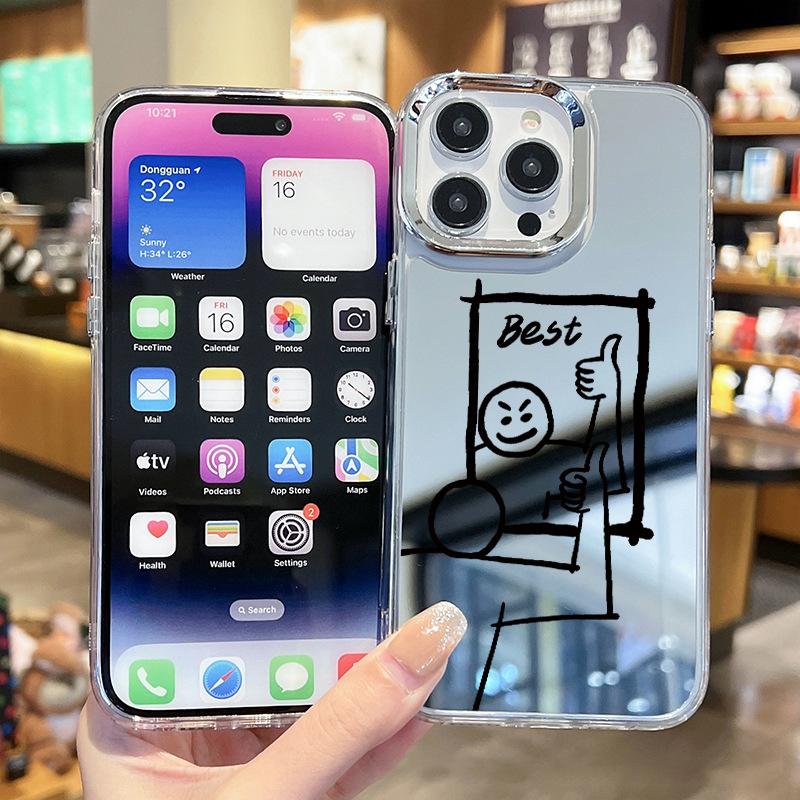 Popular Simple Line Personality Best Selfie Makeup Mirror Mobile Phone Case iPhone11promax Hard Case