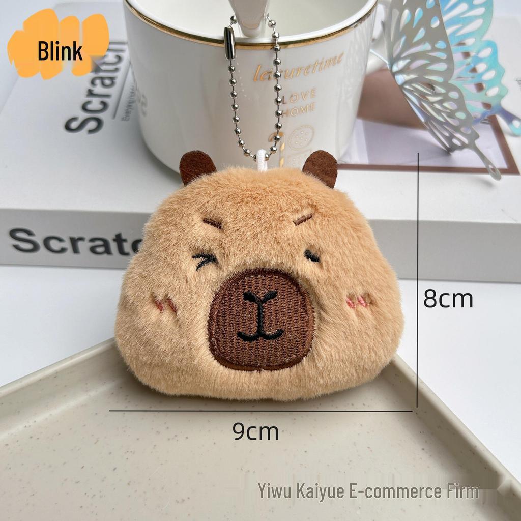 Siamese Cat & Capybara Star Plush Keychain with Squeaky Pendant