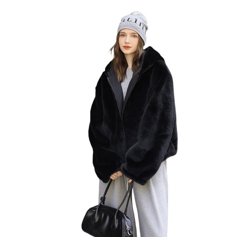 Winter New Foreign Style Wearing Hooded Simple Korean Version Cotton-padded Clothes Women's Coat on Both Sides